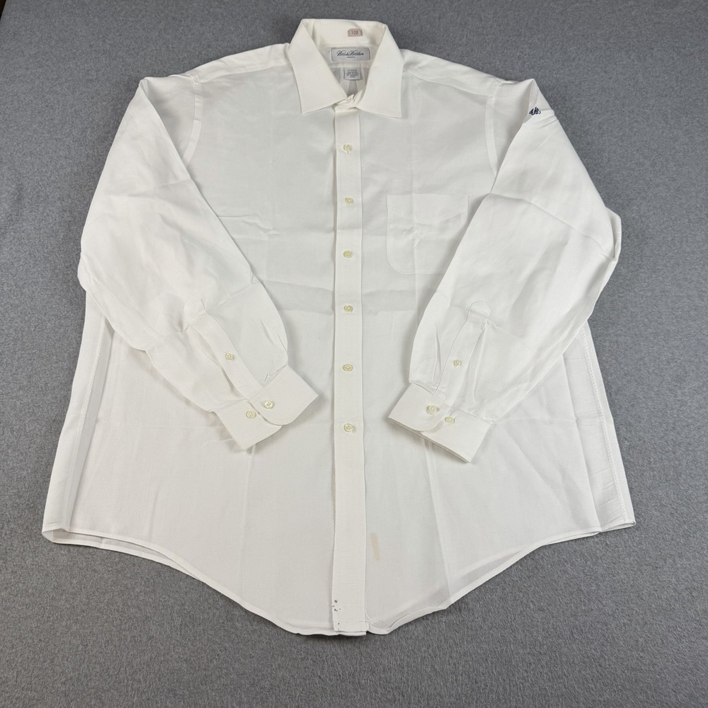 Vintage Brooks Brothers Makers White Oxford Dress Shirt USA 17 34/35 XL NOTE